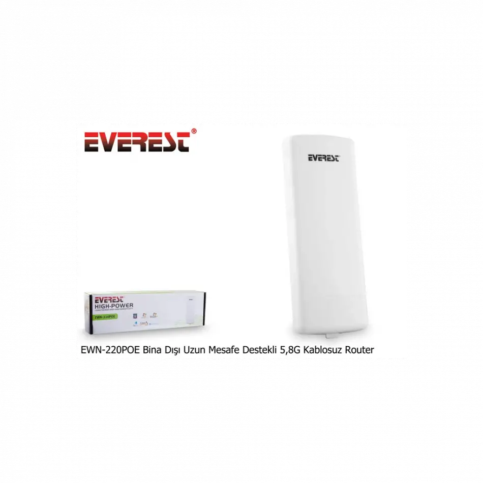 Everest Ewn-220poe, 300mbps, 5ghz Wifi, 10dbi Anten, 5km Menzil, Noktadan Noktaya, Dış Mekan, Access Point Cpe
