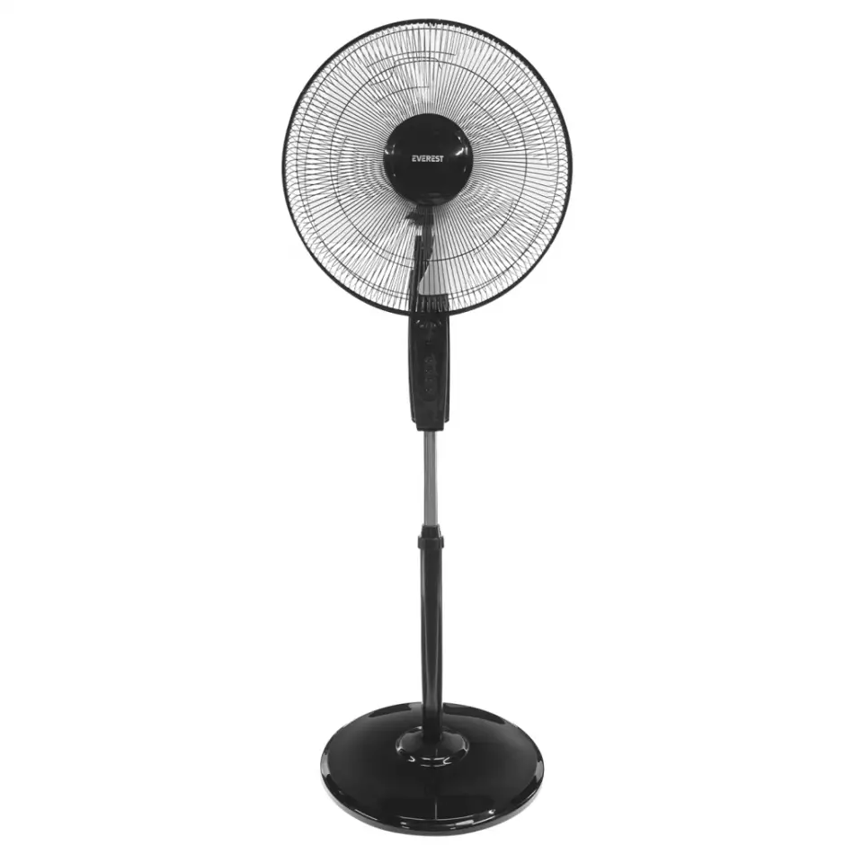 Everest Fan11, Siyah, Coolair, 3 Kademeli Hız, 40cm 5 Kanat Pervane Ve Çerçeve, 45w, Otomatik Salınım, Yükseklik Ayarlı Vantilatör