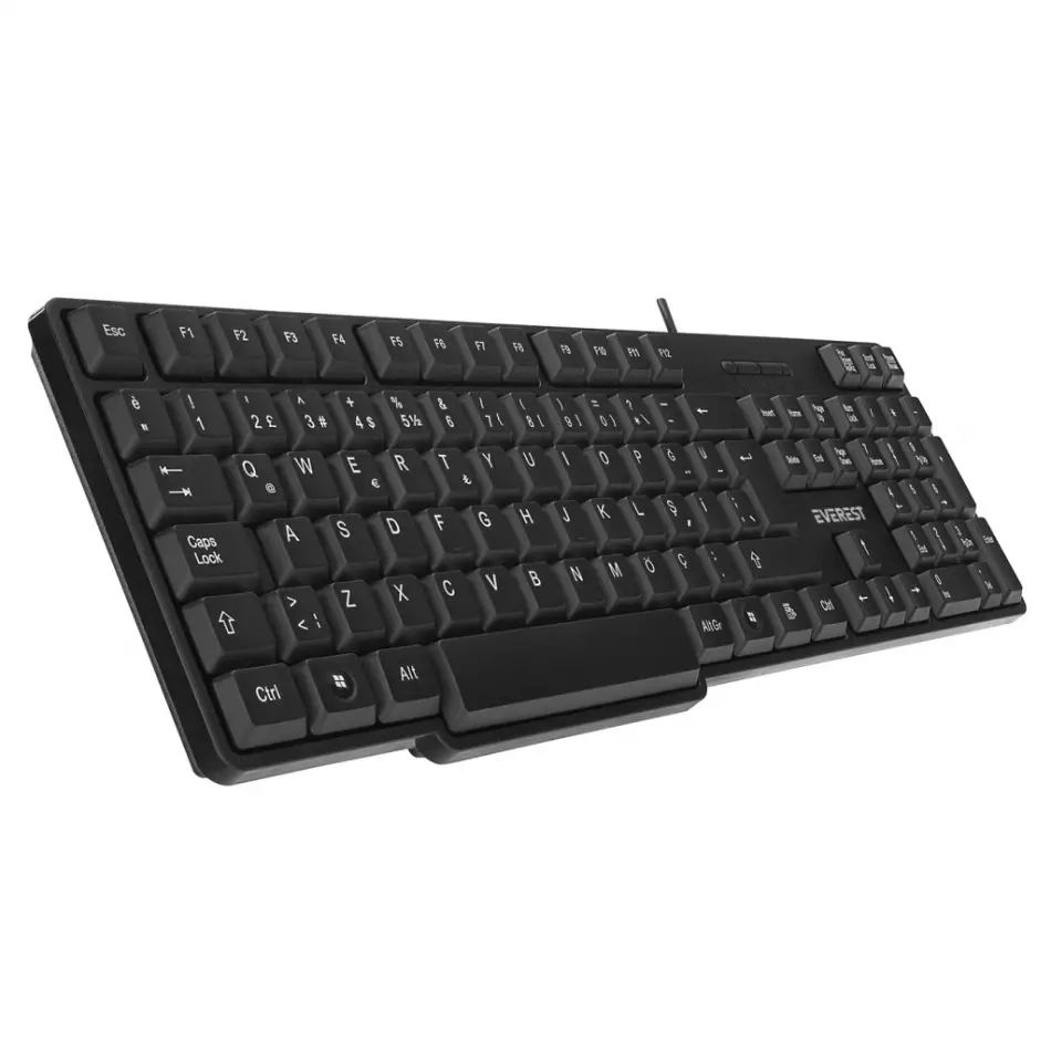 Everest Kb-517u, Usb Kablolu, Türkçe Q,  2mt Kablolu Standart Klavye (siyah)
