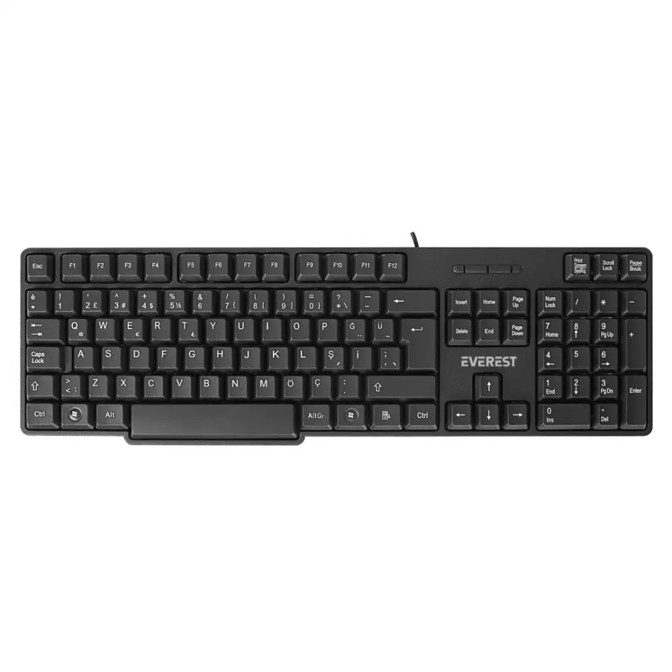 Everest Kb-517u, Usb Kablolu, Türkçe Q,  2mt Kablolu Standart Klavye (siyah)