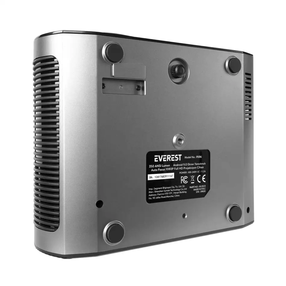 Everest Pj06, 350 Led Lümen, 1920x1080, 1xhdmı, 1xusb, Tf Soket, Wifi, 1xlan, Bluetooth, 30.000 Saat Led Ömrü, 3w Speaker, Android 9.0, Full Hd Projeksiyon Cihazı