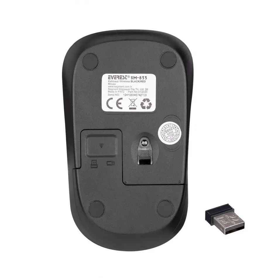 Everest Sm-833 Siyah-kırmızı Kablosuz Mouse