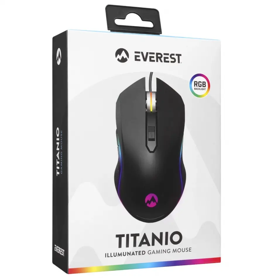 Everest Sm-f09, Tıtanıo, Rgb Aydınlatma, Usb Kablolu, Programlanabilir 6 Tuşlu, Gaming Mouse, 7.200 Dpı, Siyah