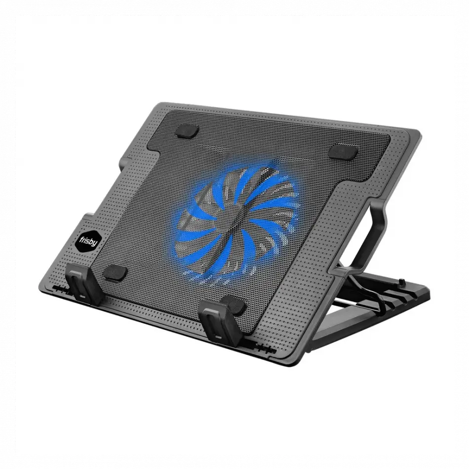 Frısby Fnc-35st 14cm Fan, 10-17 Notebook Soğutucu, 5 Kademeli Stand, Mavi Ledli (siyah)