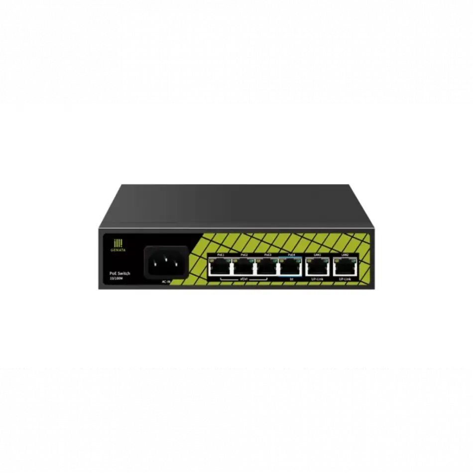 Genata Gnt-p9206ea, 4 Port, Megabit,  Poe 60w, 2 Port Uplink, Yönetilemez, Masaüstü Switch