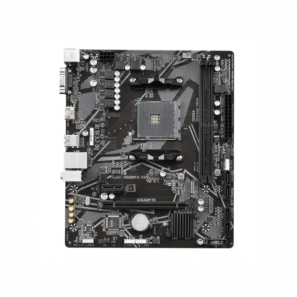 Gıgabyte A520m-k V2, 2xddr4, 1x M.2, D-sub, Hdmı, Am4 Soket Anakart