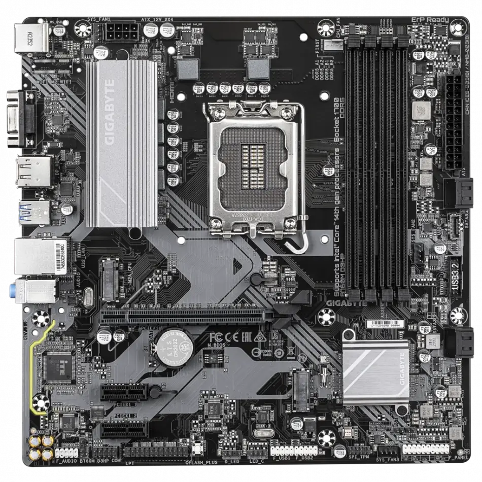 Gıgabyte B760m D3hp Ddr5, 4xddr5, 2xm.2, Dp, Hdmı, Vga, 12-13.14.nesil, Lga1700 Soket, Anakart