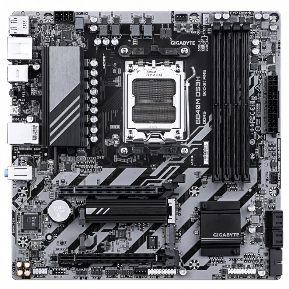 Gıgabyte B840m Ds3h, 4xddr5, 2xm.2, 2xdp, Hdmı, Type-c, Am5 Soket Gamıng Anakart