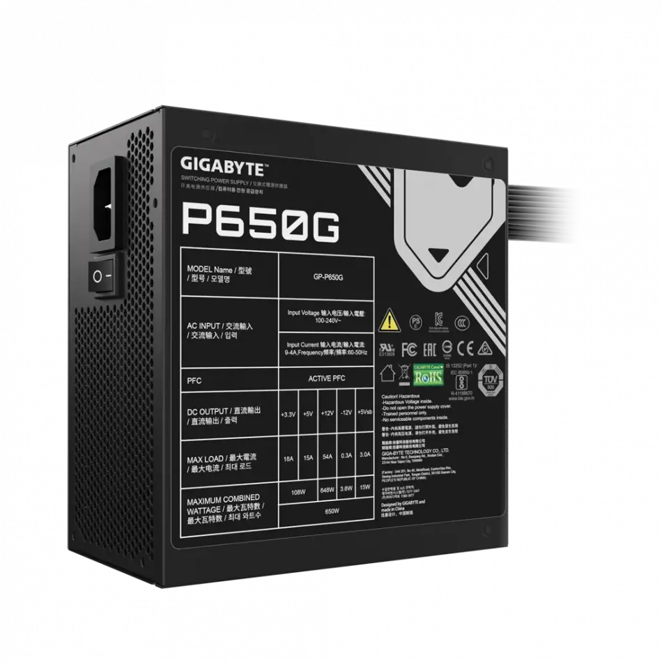 Gıgabyte Gp-p650g, 650w, 80+ Gold, Gamıng Power Supply