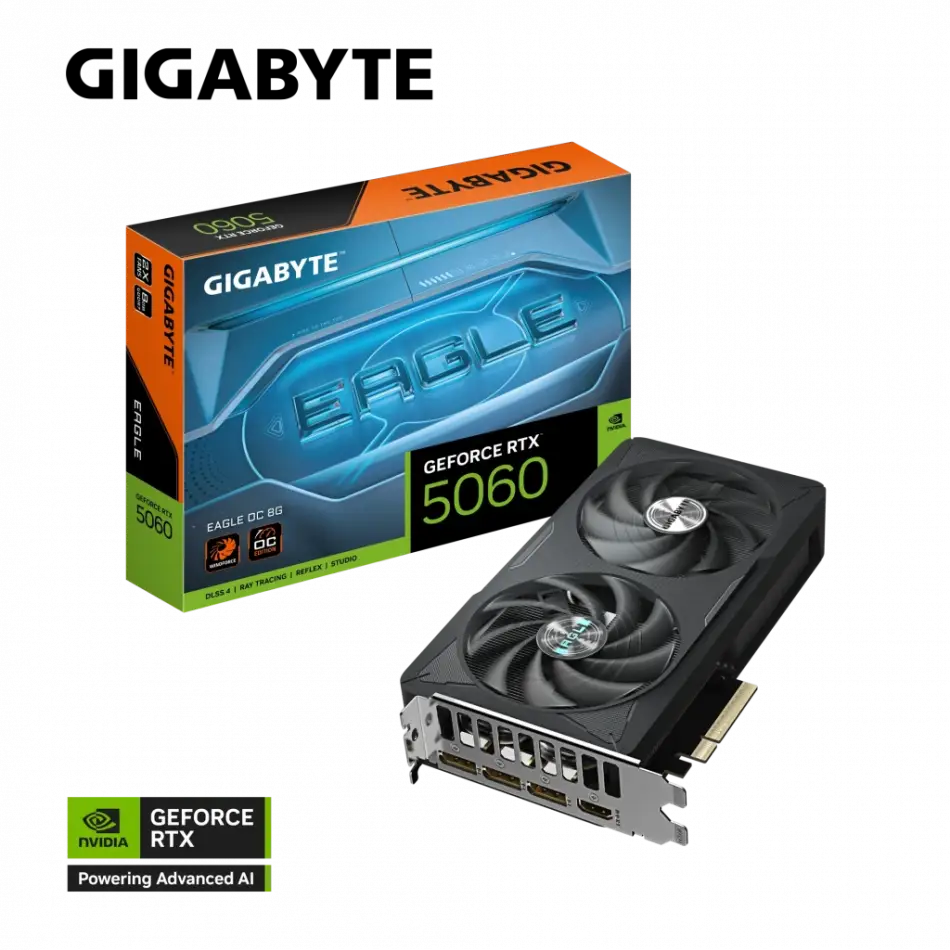 Gıgabyte Gv-n5060eagle Oc-8gd, Rtx5060, Eagle Oc, 8gb, Gddr7, 128bıt, 2 Fanlı, 1xhdmı, 3xdp, Gamıng Ekran Kartı