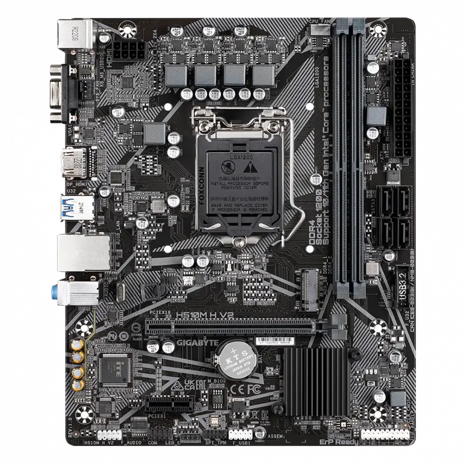 Gıgabyte H510m H V2, Rev.1.0, 3200mhz, 2xddr4, M.2, D-sub, Hdmı, 10-11.nesil, Lga1200 Soket, Anakart