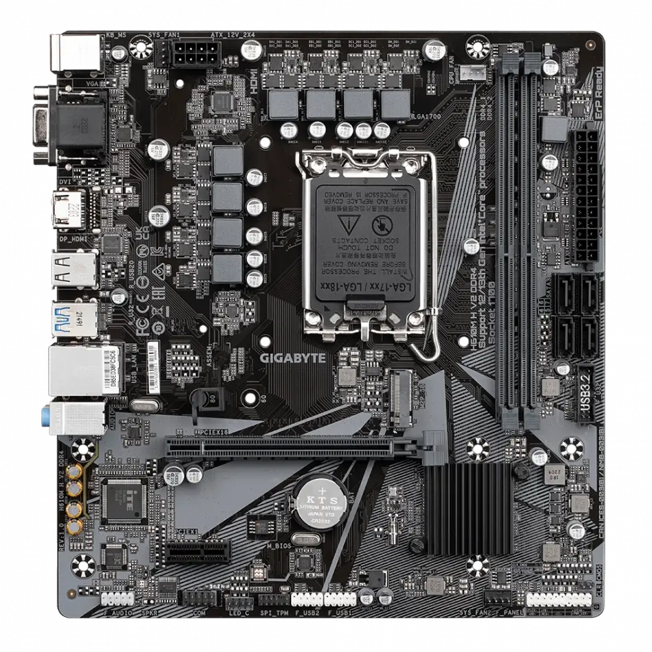 Gıgabyte H610m H V2 Ddr4, Rev1.0, 2xddr4, M.2, D-sub, Hdmı, 12-13.14.nesil, Lga1700 Soket, Anakart
