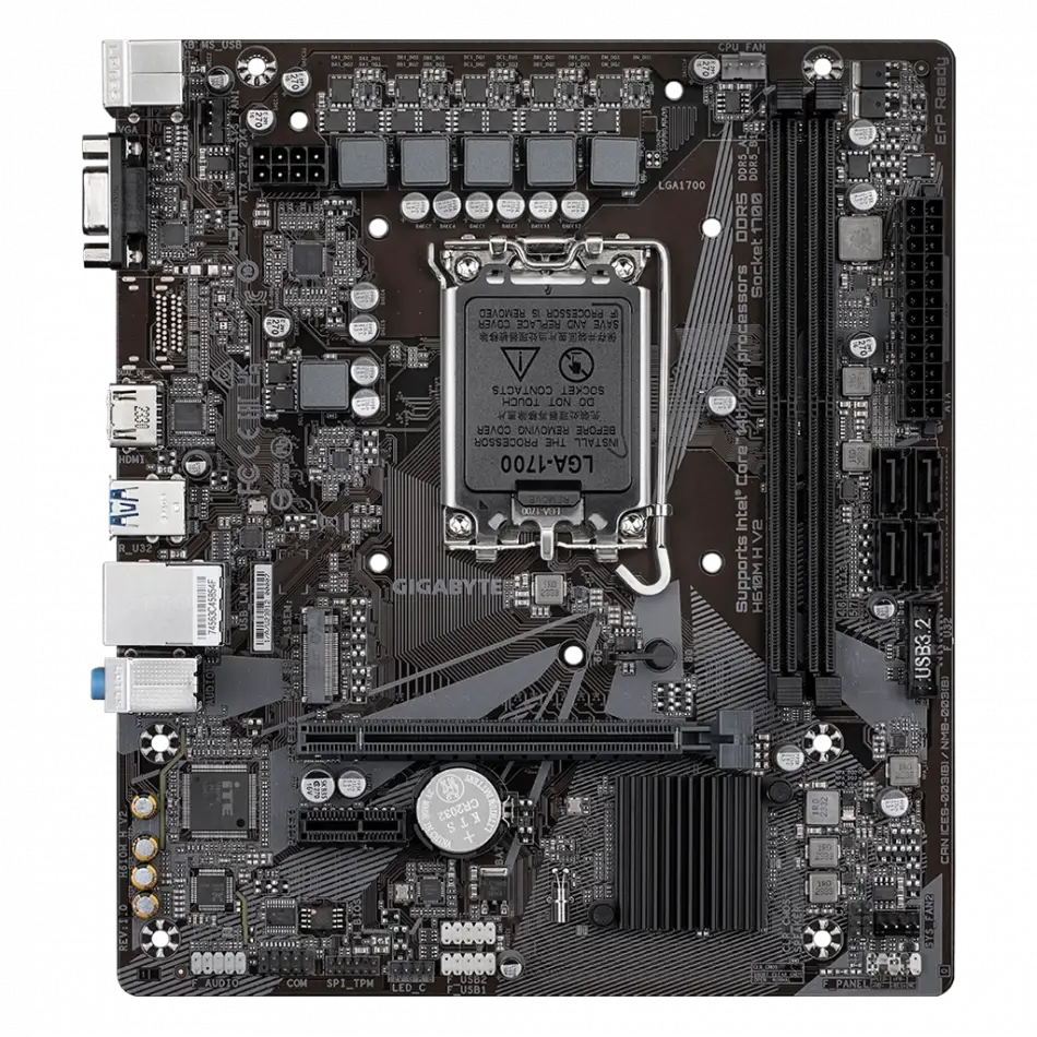Gıgabyte H610m H V2, Rev.1.0, 2xddr5, M.2, D-sub, Hdmı, 12-13.14.nesil, Lga1700 Soket, Anakart