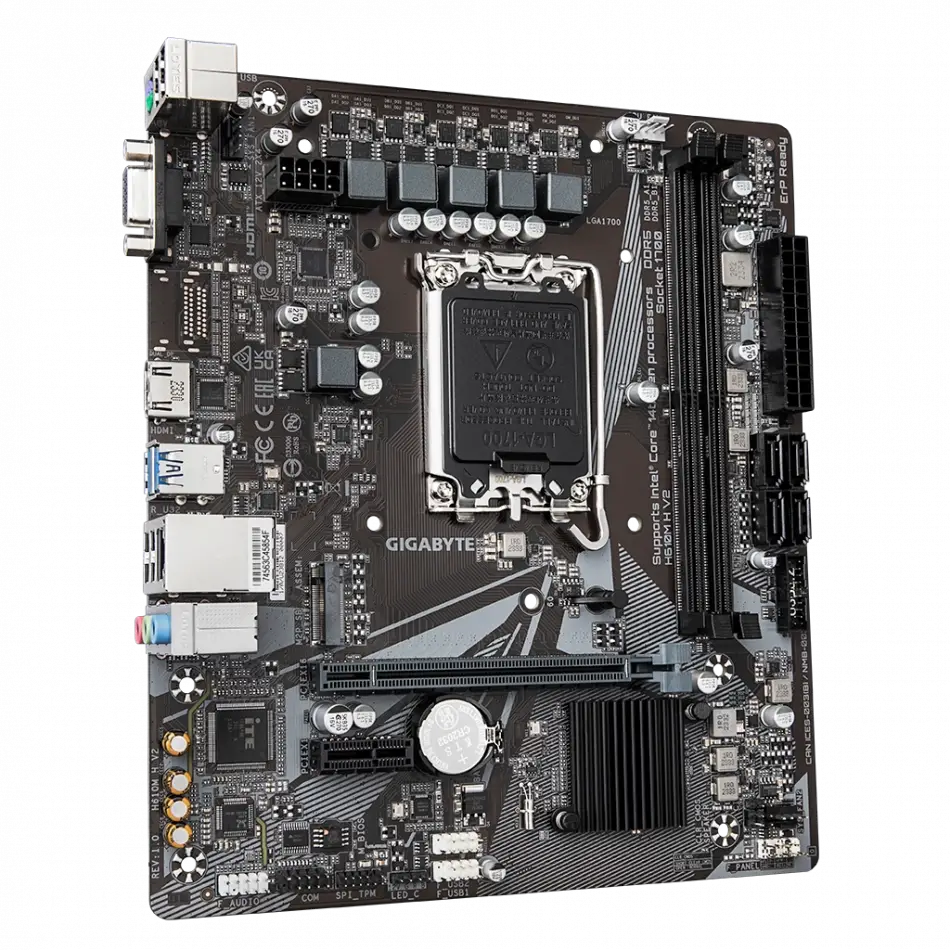 Gıgabyte H610m H V2, Rev.1.0, 2xddr5, M.2, D-sub, Hdmı, 12-13.14.nesil, Lga1700 Soket, Anakart