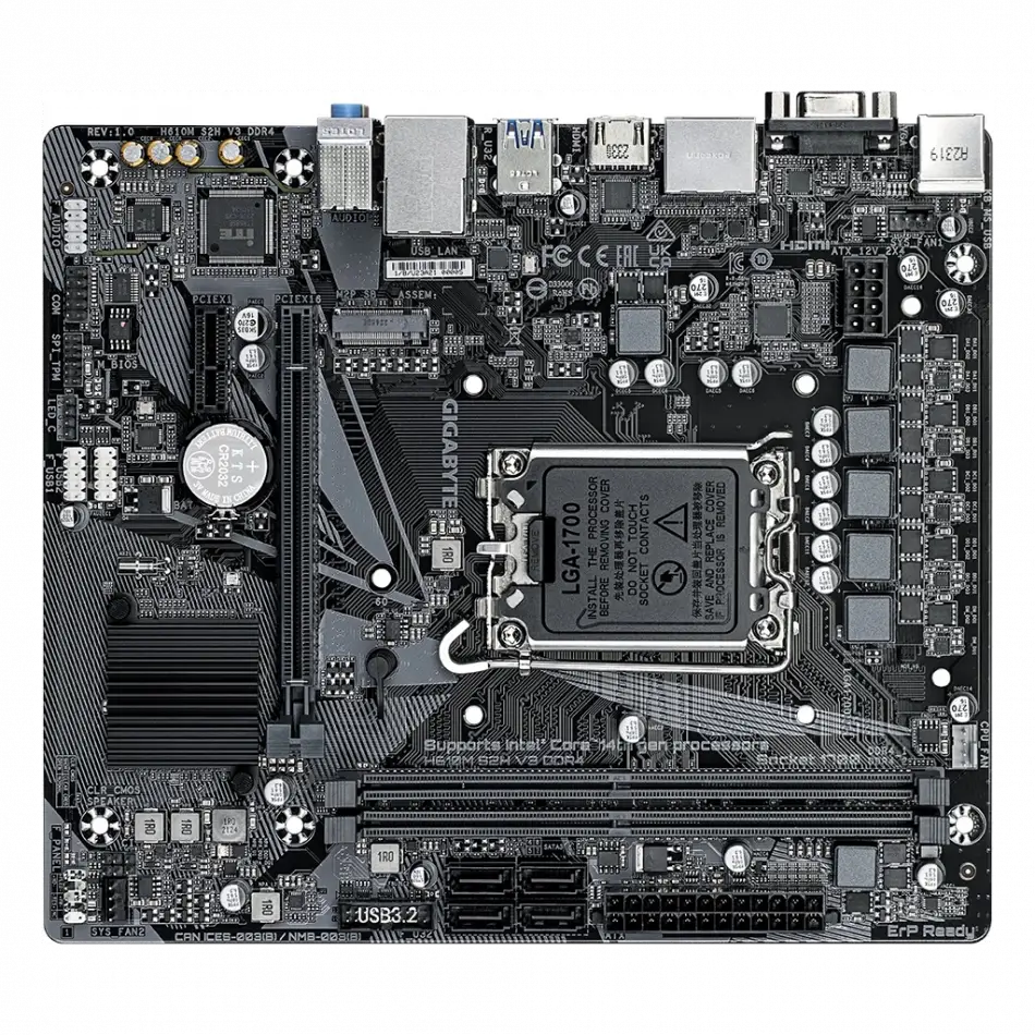 Gıgabyte H610m S2h V3, Ddr4, Rev1.0, 2xddr4, M.2, D-sub, Hdmı, Dp, 12-13.14.nesil, Lga1700 Soket, Anakart