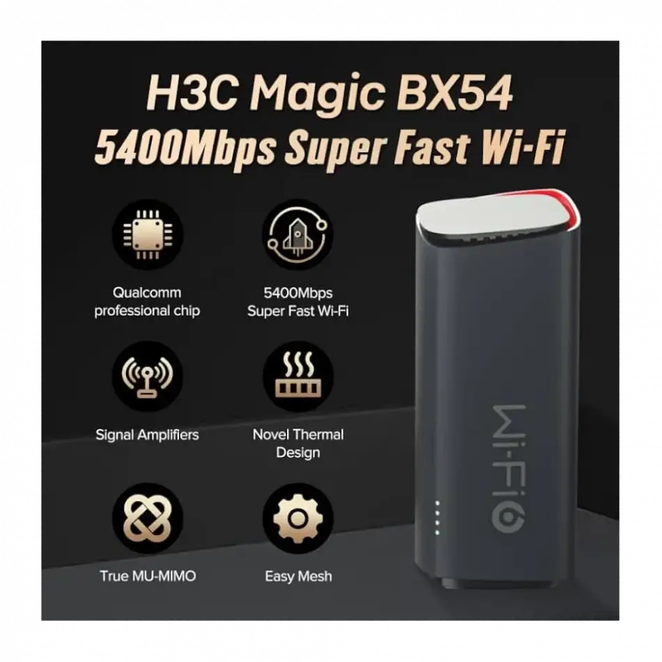 H3c Magic Bx54, Tekli Mesh, 5400mbps, Dual Band, Wifi6, 4port Gigabit Lan, Geniş Kapsama Alanı, Router, Geniş Alan İnternet Ağı Sağlayıcısı
