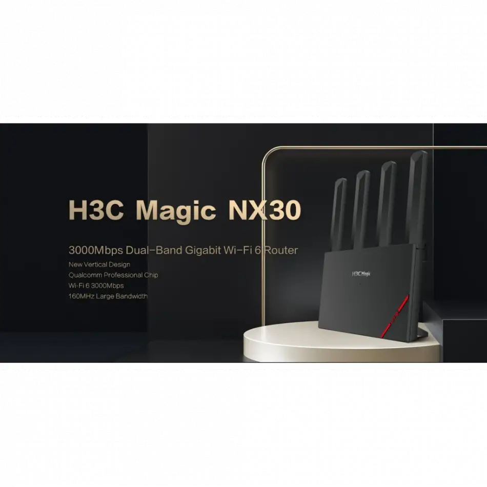 H3c Magic Nx30, Dual Band, Wifi 6, 3000mbps, 4port Gigabit, 4ad Anten, Masaüstü, Router, Access Point