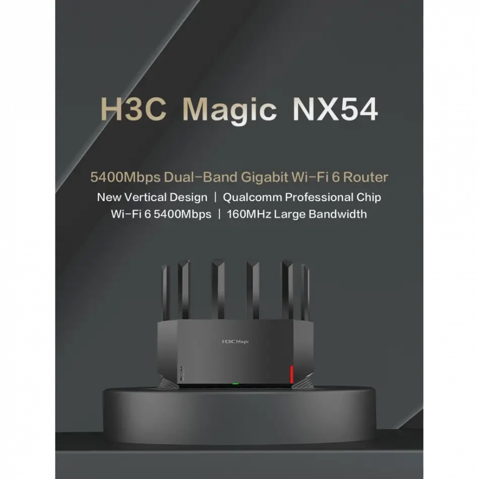 H3c Magic Nx54, Dual Band, Wifi 6, 5400mbps, 4port Gigabit, 6ad Anten, Masaüstü, Router, Access Point