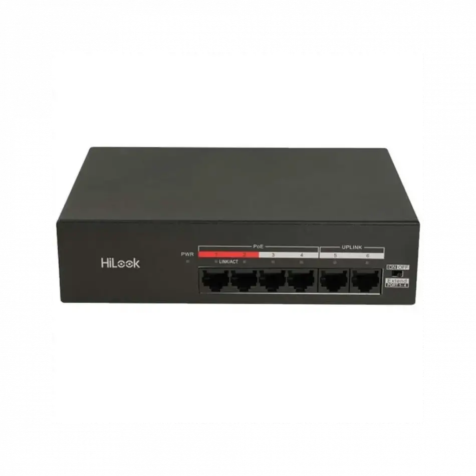Hılook Ns-0106mp-35(b), 4 Port, Megabit, Poe 35w, 2 Port Megabit Uplink, Yönetilemez, Masaüstü Switch