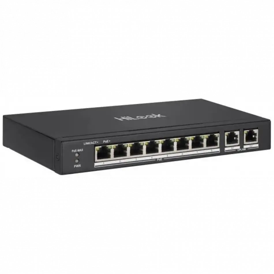 Hılook Ns-0310p-60(b), 8port, Megabit, Poe 60w, 2 Port Gigabit Uplink, Long Range 250metre, Yönetilemez, Masaüstü Switch