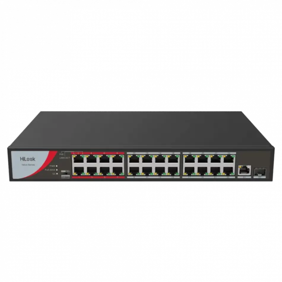 Hılook Ns-0326p-230(b), 24port, Megabit, Poe 230w, 1 Port Gigabit Lan, 1 Port Gigabit Sfp, Long Range 250metre, Yönetilemez, Masaüstü Switch