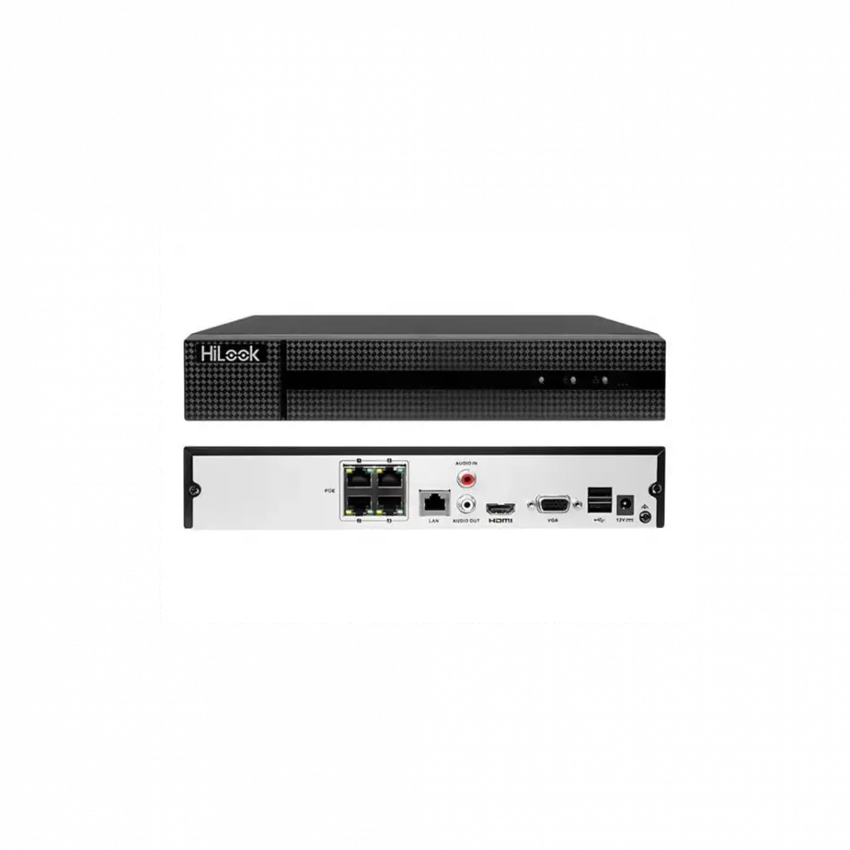 Hılook Nvr-104mh-c/4p, 4kanal Poe, 8mpix, H265+, 1 Hdd Desteği, 1080p Kayıt, 80mbps Bant Genişliği, Nvr