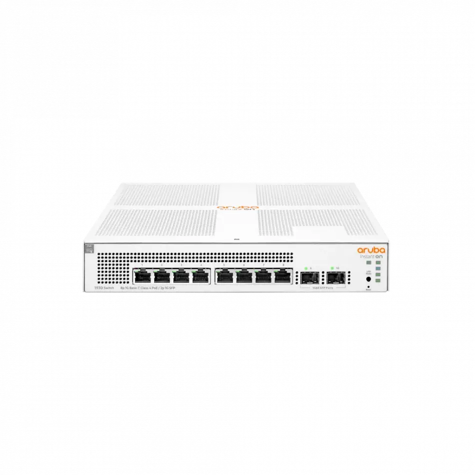 Hp Aruba Instant On, Jl681a, 1930-8g, 8port, Gigabit, Poe 124w, 2 Port Gigabit Sfp, Yönetilebilir, Rack Mount Switch