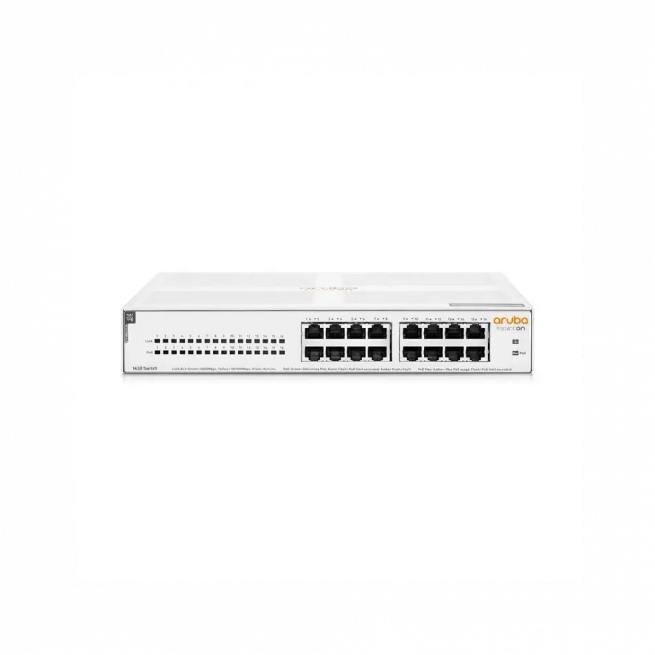 Hp Aruba Instant On, R8r48a, 1430-16g, 16port, Gigabit, Poe 124w, Yönetilemez, Masaüstü Switch