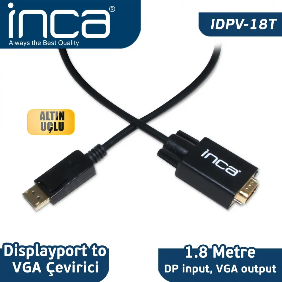 Inca Idpv-18t 1,8m Display Port=>vga Kablo