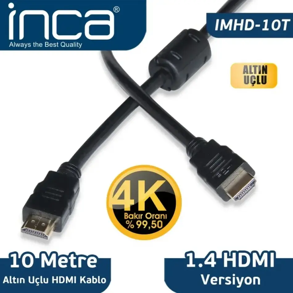 Inca Imhd-10t 10m Hdmı 1.4v 3d Altın Uclu Kablo