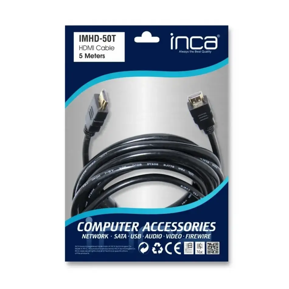Inca Imhd-50t 5mt 1.4v 3d Altın Uçlu Hdmı Kablo