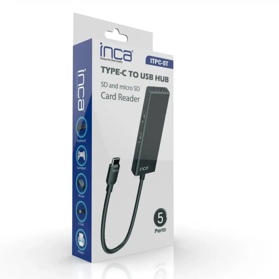 Inca Itpc-5t 5li Tip-c Hub=>usb 3.0+ 2 Usb 2.0+sd