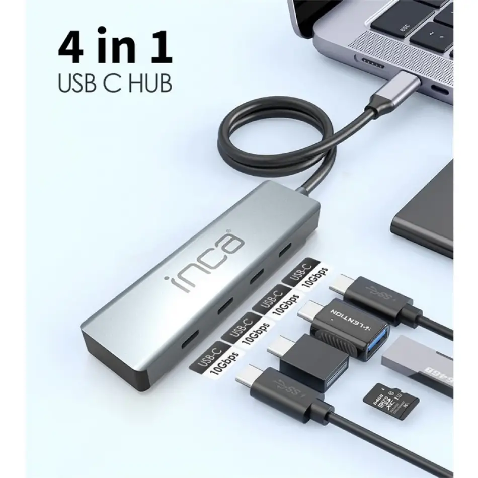 Inca Itpt-4t Type-c Hub X4 Type-c Port 3.1 10gbps Alumınyum Kasa Çoklayıcı