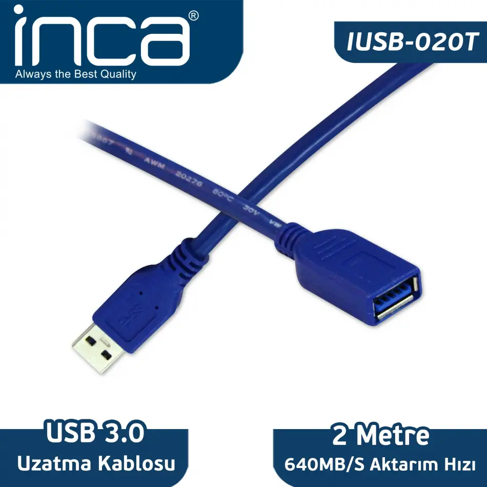 Inca Iusb-020t 2m Usb 3.0 Uzatma Kablosu