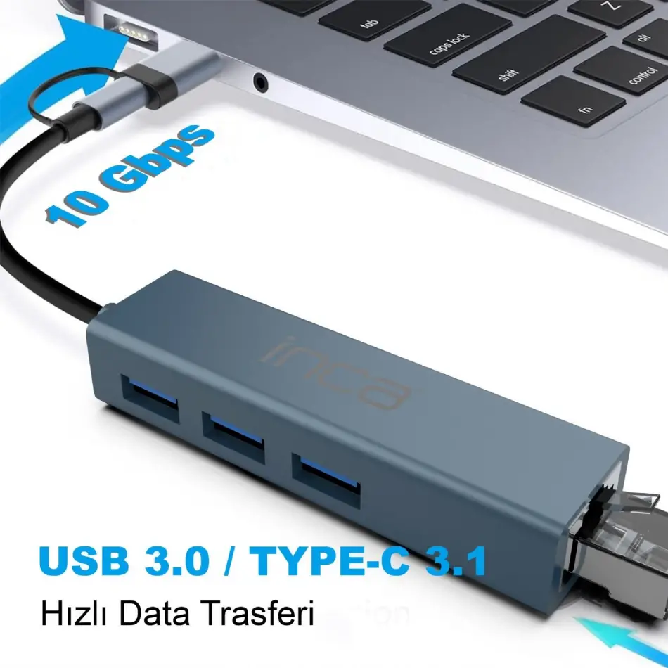 Inca Iutp-03t Usb3.0+tip-c=>gigabit Rj45+3*usb3.0