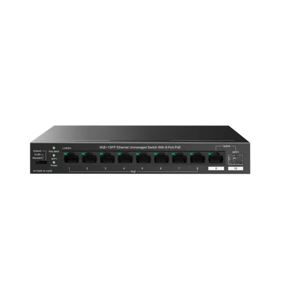 Ip-com Ip-g1110pf-8-120w 8 Port Gıgabıt + 1x1gb Rj45/sfp Port 120w 250 Metre Poe Swıtch