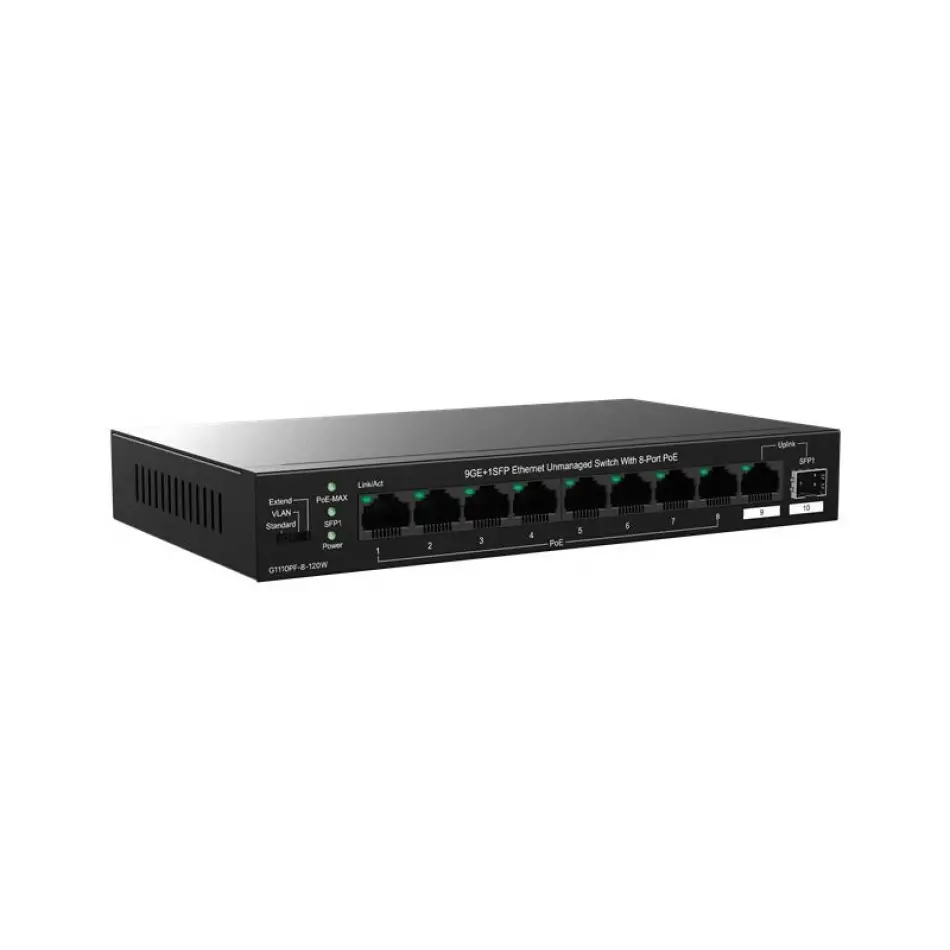 Ip-com Ip-g1110pf-8-120w 8 Port Gıgabıt + 1x1gb Rj45/sfp Port 120w 250 Metre Poe Swıtch