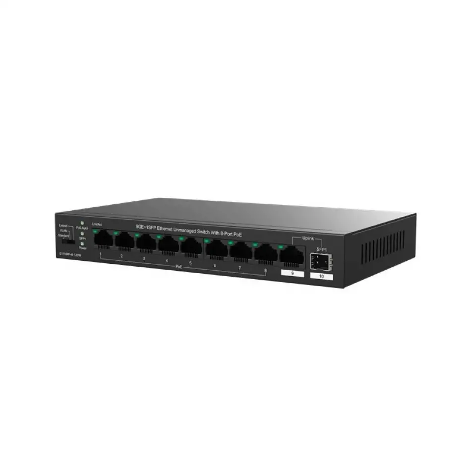 Ip-com Ip-g1110pf-8-120w 8 Port Gıgabıt + 1x1gb Rj45/sfp Port 120w 250 Metre Poe Swıtch