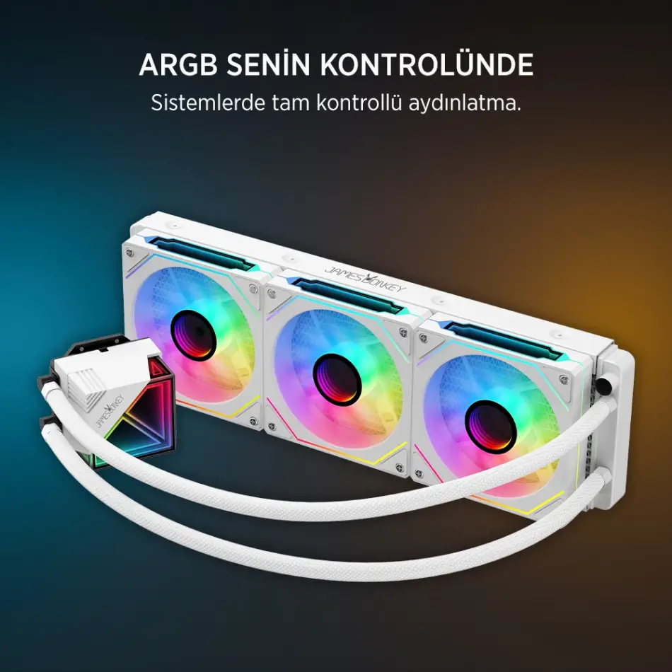 James Donkey Lugis JDC360 ARGB 360mm Beyaz Sıvı İşlemci Soğutucu AM5 ve LGA1700 Uyumlu