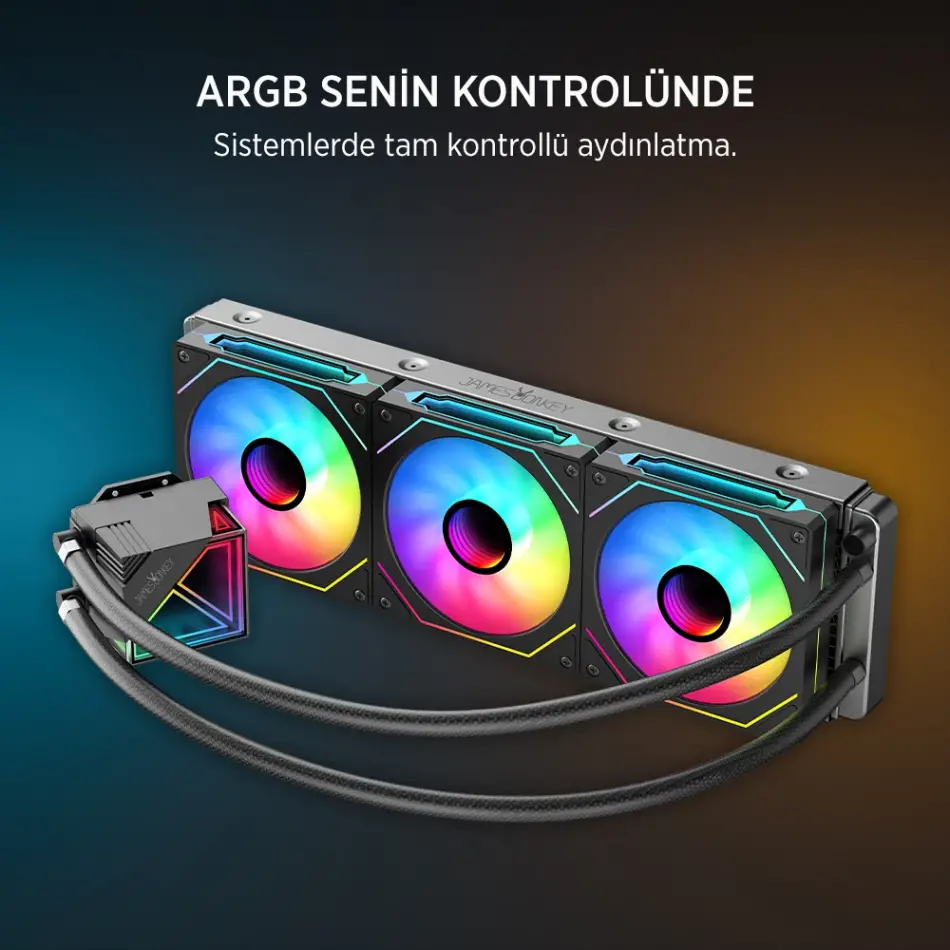 James Donkey Lugis JDC360 ARGB 360mm Siyah Sıvı İşlemci Soğutucu AM5 ve LGA1700 Uyumlu