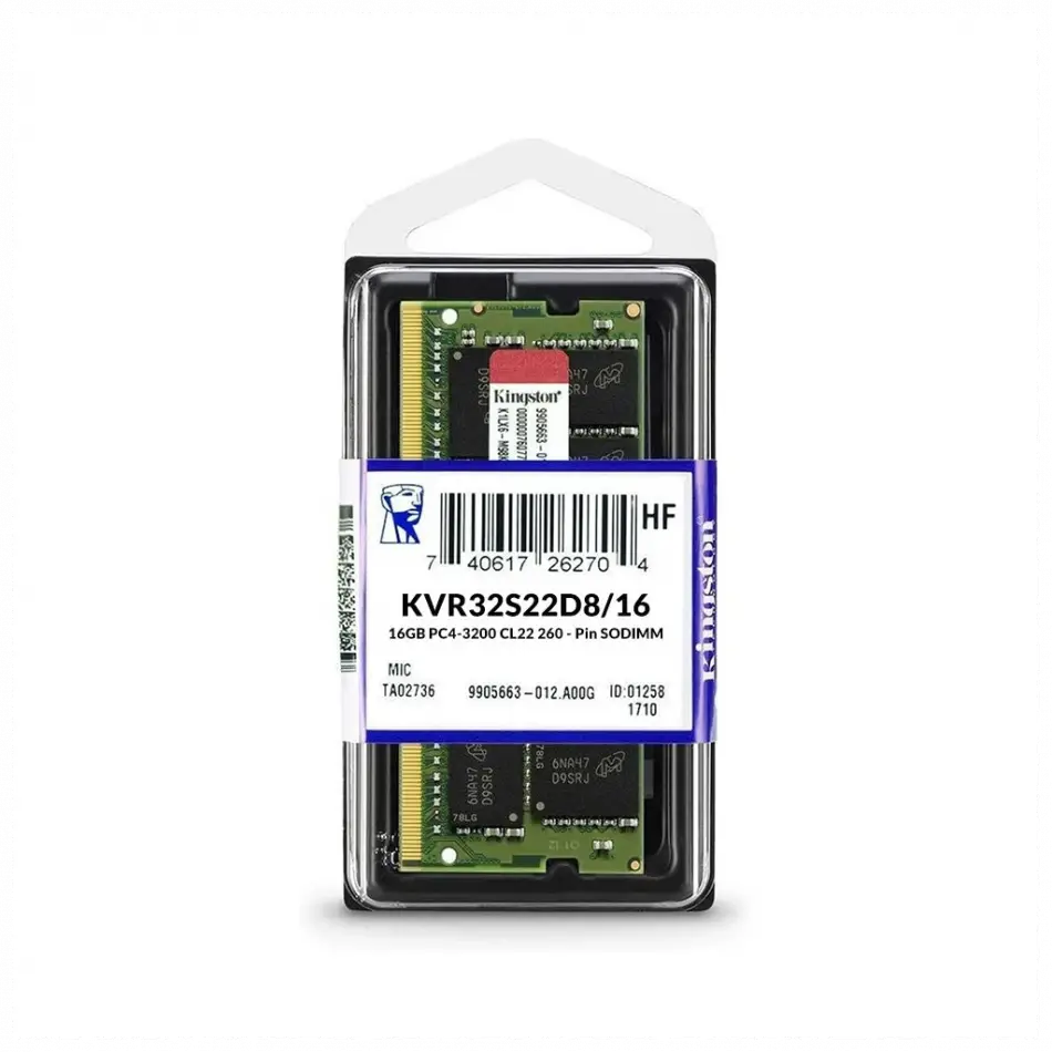 Kıngston Kvr32s22d8/16, 16gb, 3200mhz, Ddr4, Sodimm Notebook Ram, 1,2v, Cl22