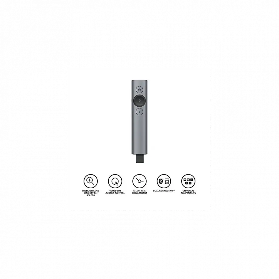 Logıtech 910-004861, Spotlight Wireless Presenter, Sunum Cihazı (gri)