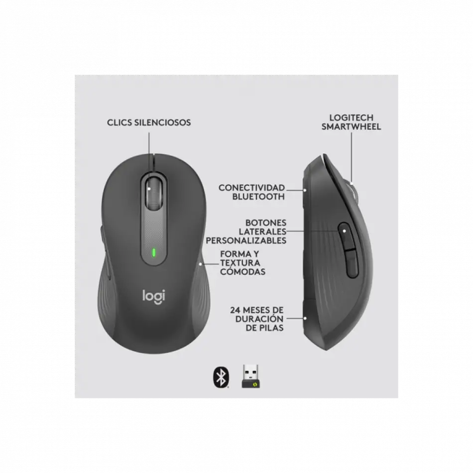 Logıtech 910-006253, M650 Signature, Siyah, Sağ El, Usb Nano 2,4g Kablosuz, 4000dpi, Optik, 5 Tuşlu, 24ay Pil Ömrü, Sessiz Mouse