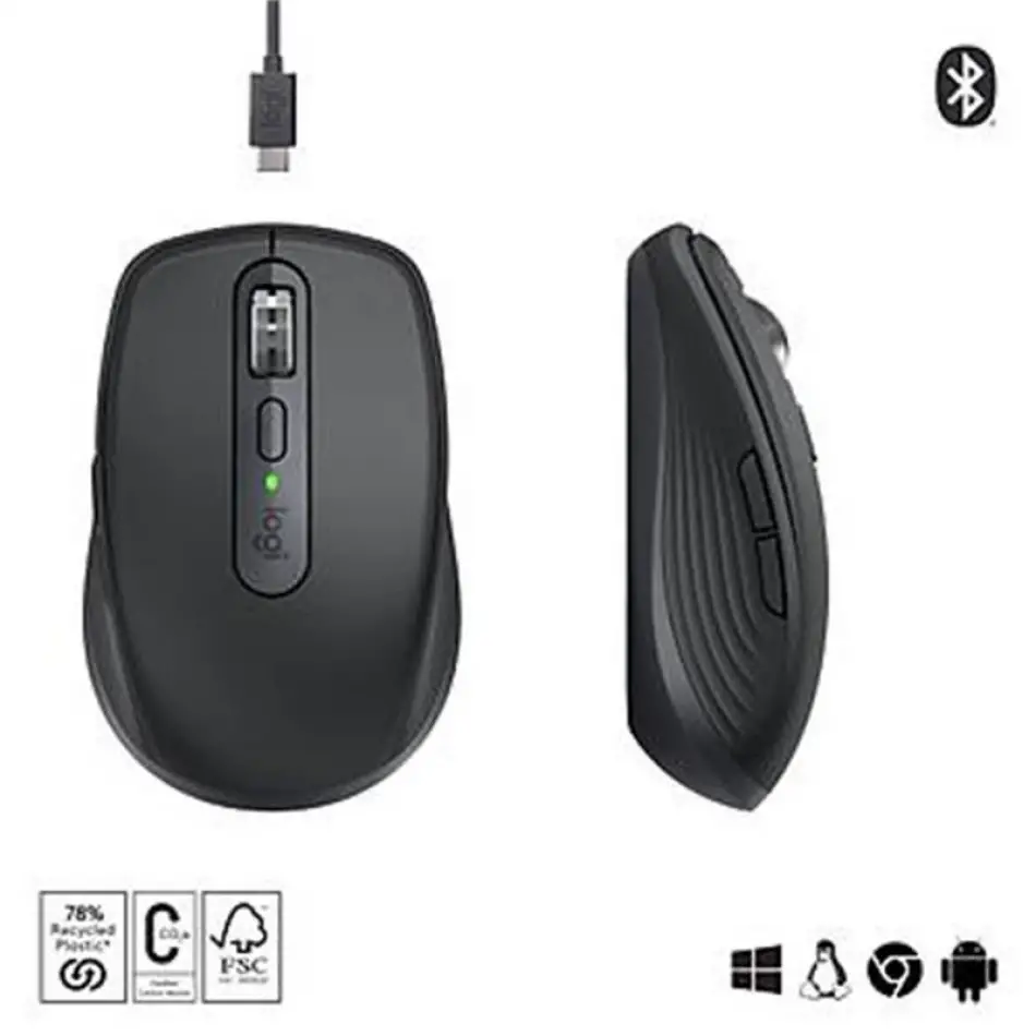 Logıtech Mx Anywhere 3s Kompakt Optik Sensörlü Sessiz Bluetooth Kablosuz Mouse Siyah 910-006929