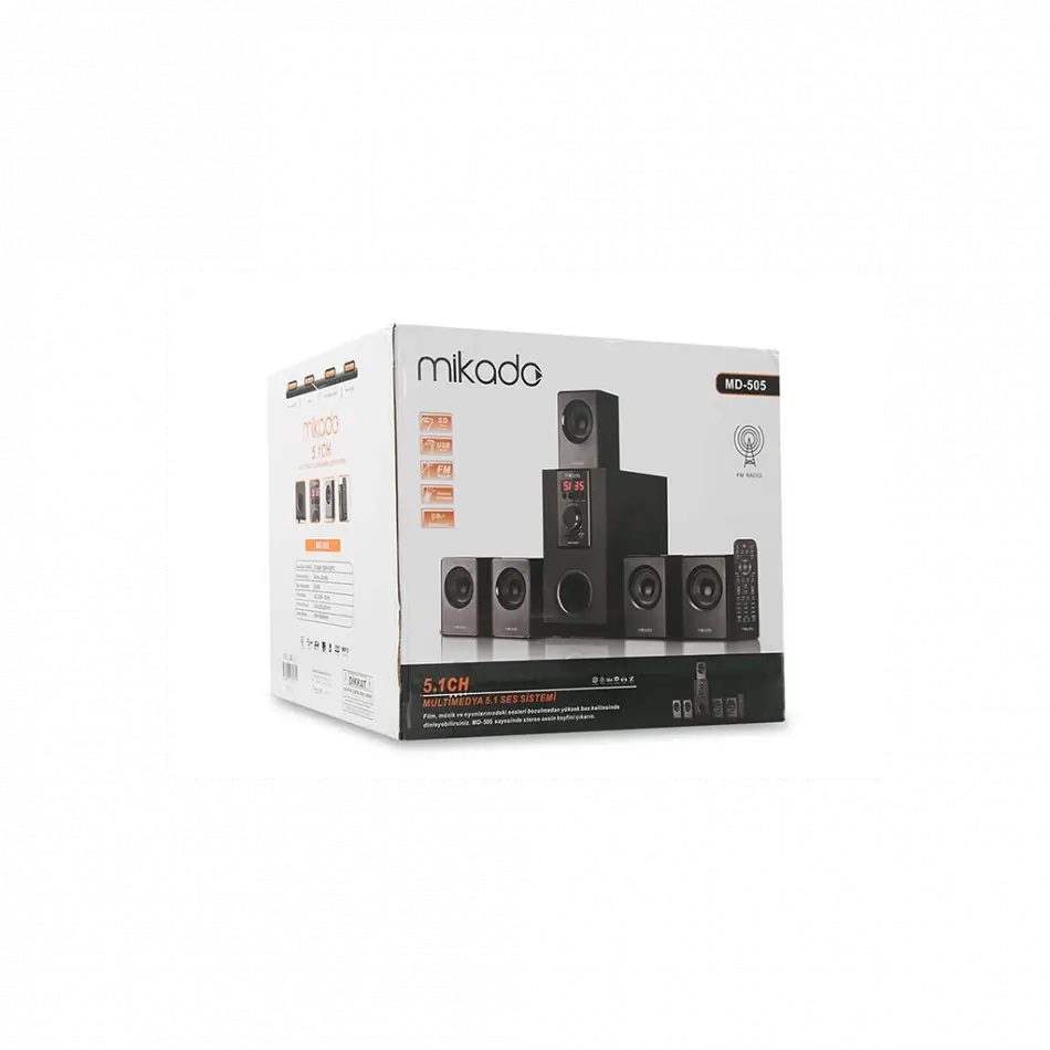 Mıkado Md-505, 70w, 5+1, Masaüstü, Fm/bt/sd/usb, Siyah Kasa, Speaker