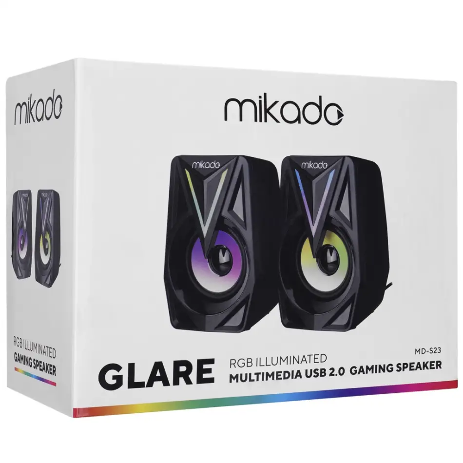 Mıkado Md-s23 Glare, 6w, 1+1, Masaüstü, Rgb Aydınlatma, Usb, Siyah Kasa, Speaker