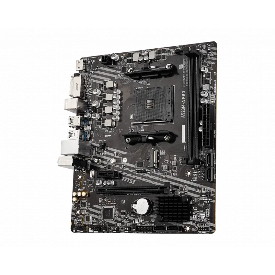 Msı A520m-a Pro Ddr4 4600mhz 1xhdmı 1xdvı 1xm.2 Usb 3.2 Matx Am4 (amd Am4 5000/4000 /3000 Serisi İle Uyumlu)