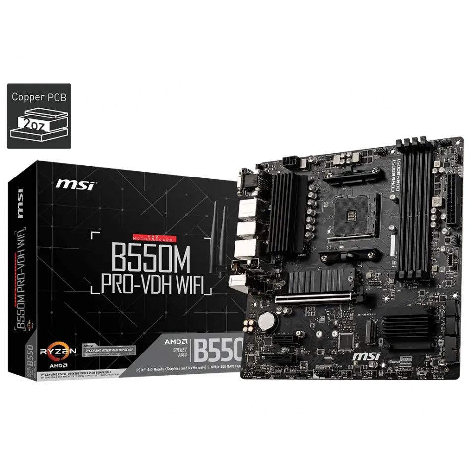 Msı B550m Pro-vdh Wıfı Ddr4 4400(oc) Hdmı Matx Am4