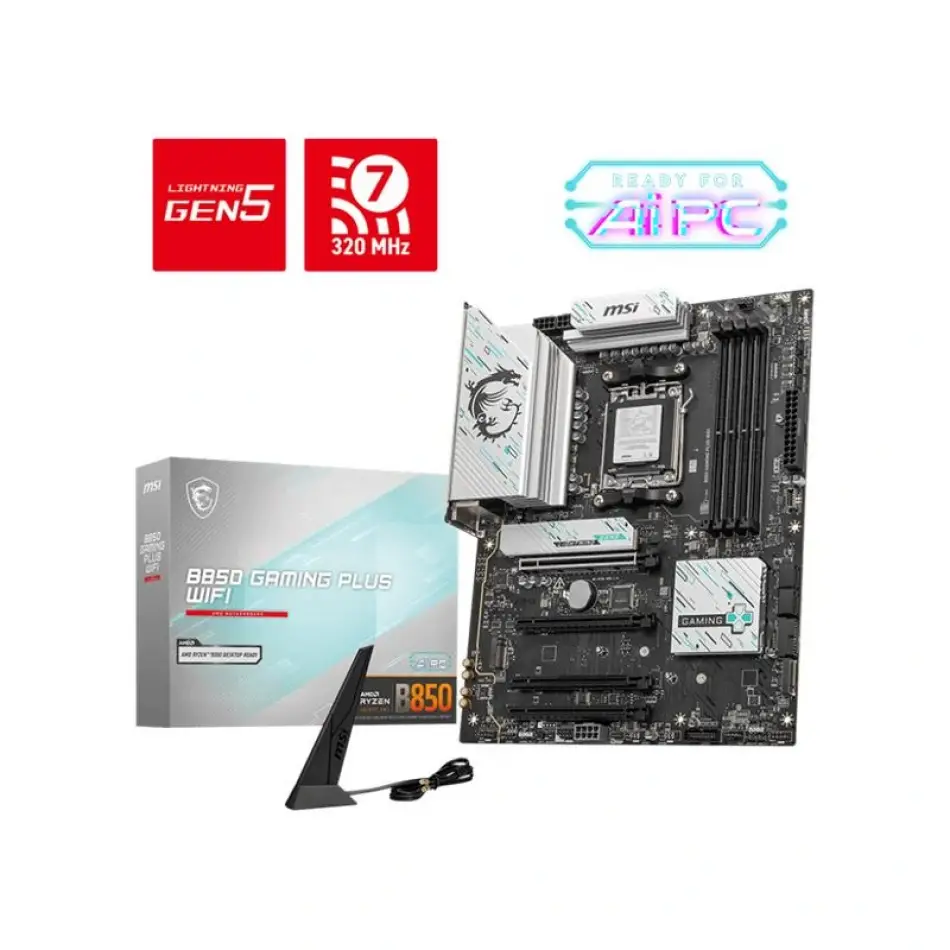 Msı B850 Gamıng Plus Wıfı Ddr5 8200mt/s 1xdp 3xm.2 Atx Am5 (amd Am5 9000/8000/7000 Serileri İle Uyumlu)