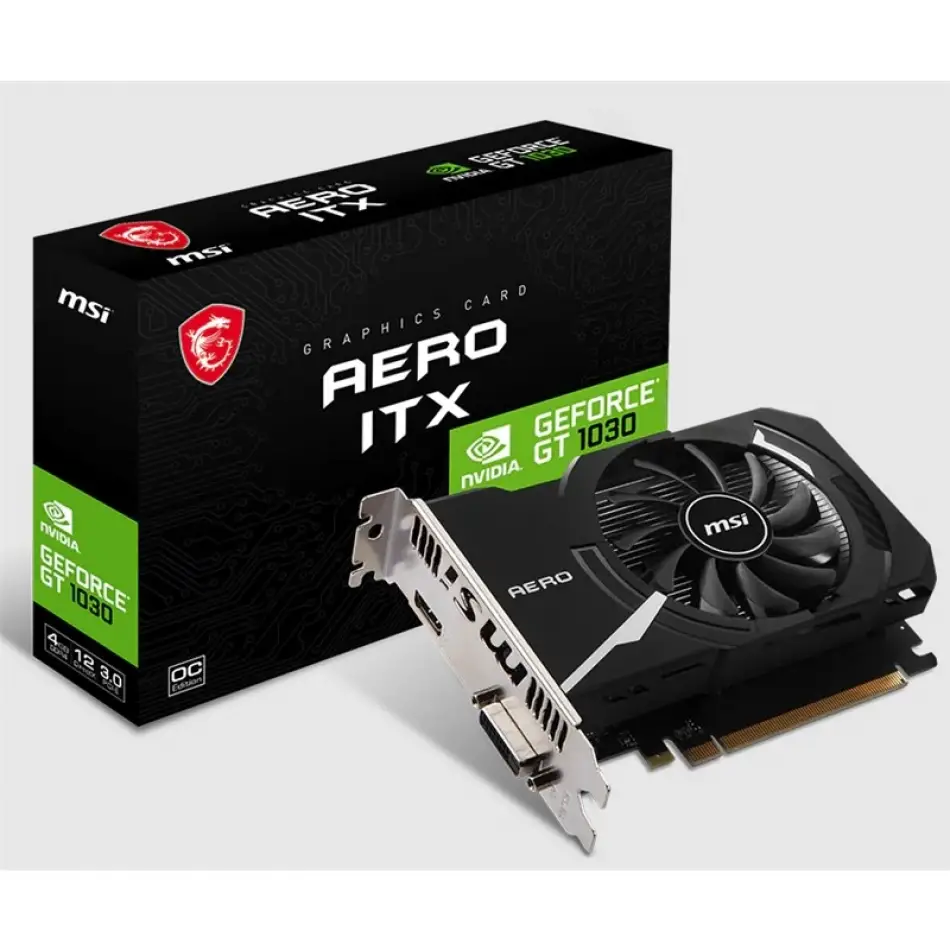 Msı Geforce Gt1030 Aero Itx 4gd4 Oc 4gb Ddr4 64bıt 1xhdmı 1xdvı Ekran Kartı